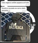 Balenciaga Distressed Logo Hoodie Black