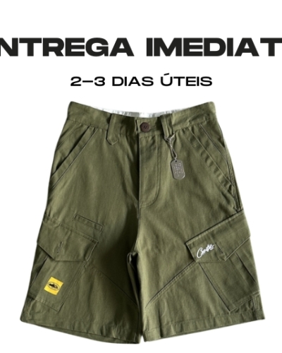 Corteiz Slant Pocket Green Shorts - Tamanho: S