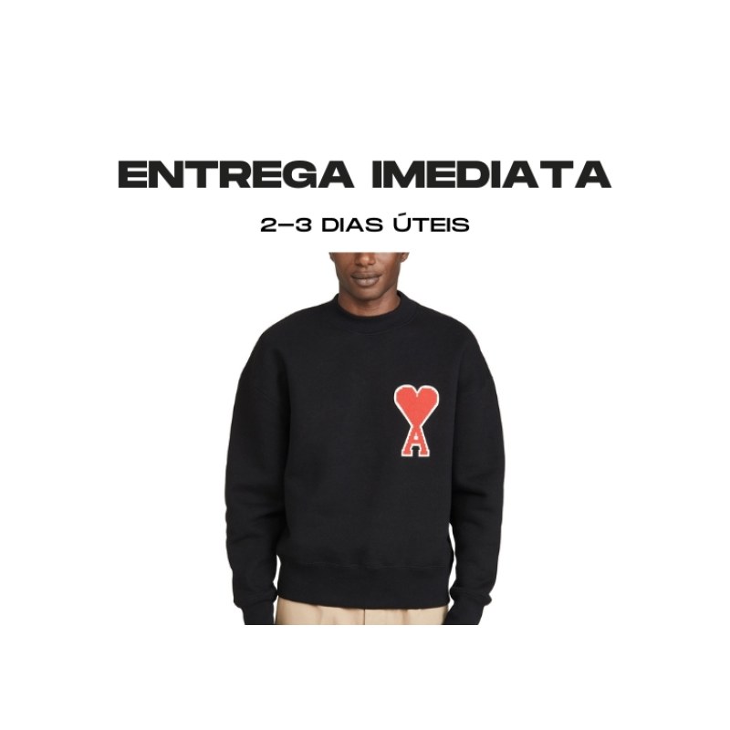 AM Big Heart Wool Sweater Black - Tamanho: L