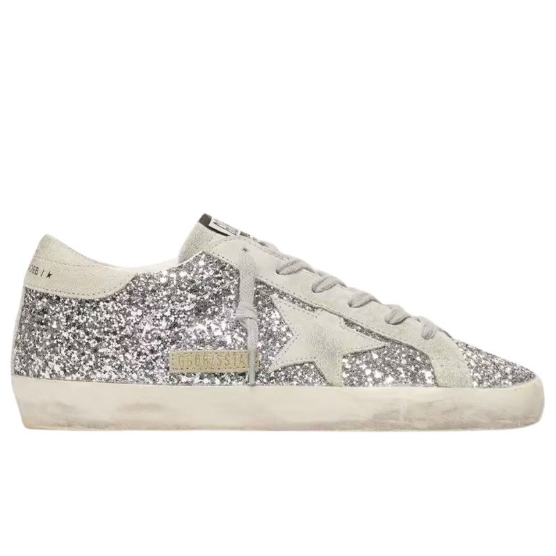 GDGS Superstar Silver Glitter Suede Star